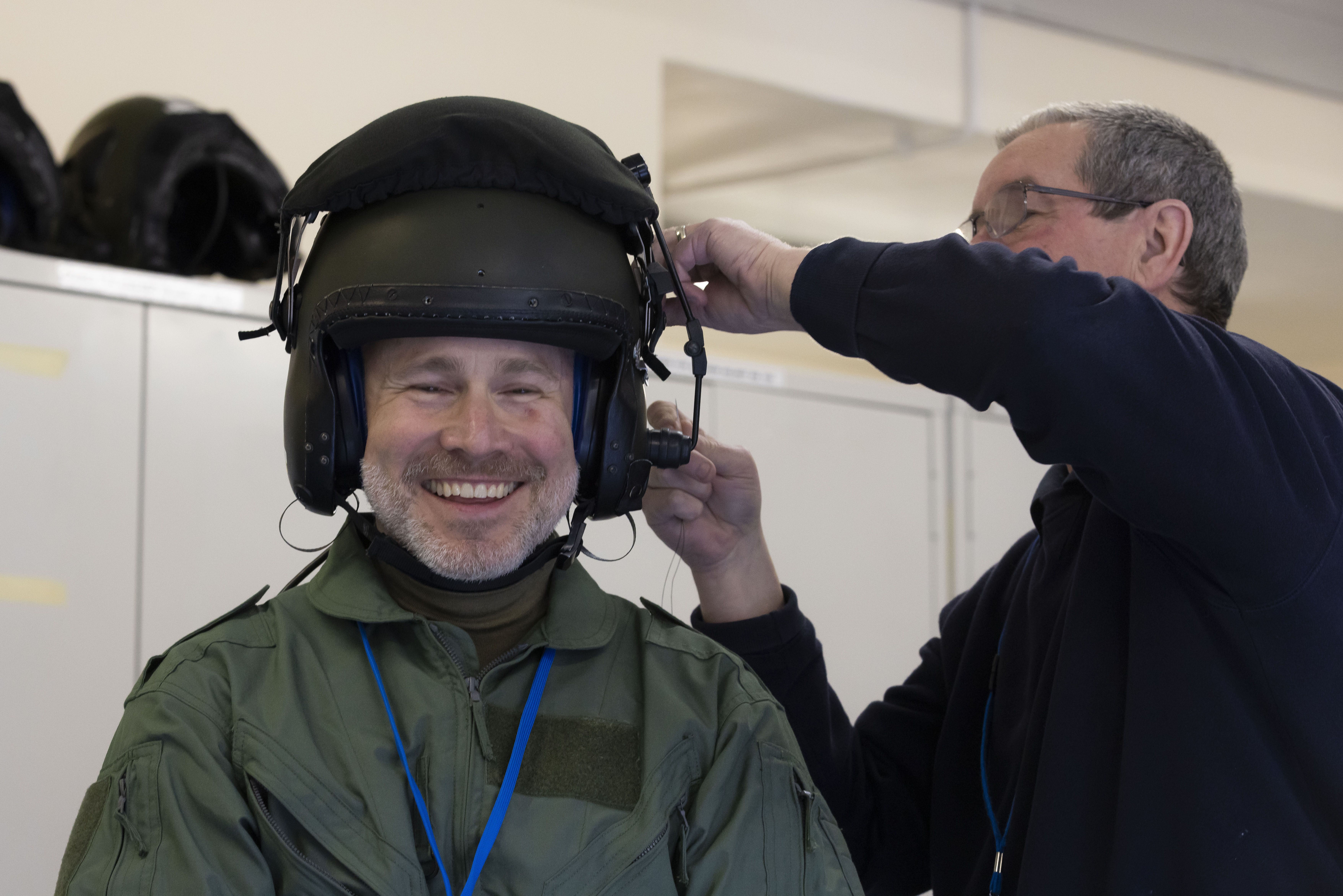 Father Aaron Beasley prepares for his flight in a Tutor aircraft at RAF Wittering